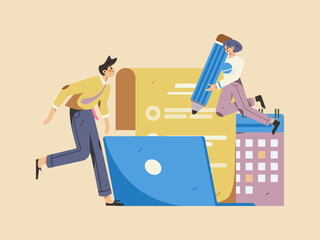 Notice bulletin vector creative flat hand drawn illustration
