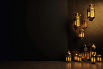 Fototapeta premium Islamic Lamp Background Ramadan Kareem Concept Created With Generated By AI