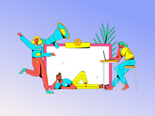 Notice bulletin vector creative flat hand drawn illustration
