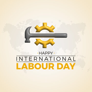 International labour day on 1st may. Happy labor day vector template for banner, greeting card, poster with background. 3D illustration.