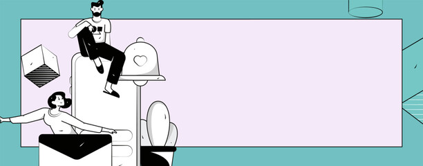 Notice bulletin vector creative flat hand drawn illustration
