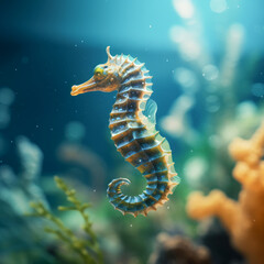 seahorse on a reef in the Mediterranean Sea - obrazy, fototapety, plakaty