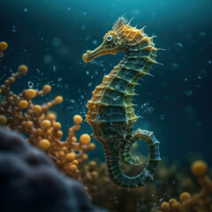 seahorse swimming in the caribbean sea