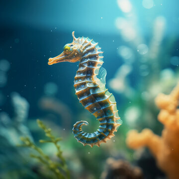 seahorse on a reef in the Mediterranean Sea