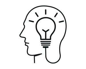 creative idea concept. light bulb on man head. Brainstorming, creative idea icon design. 