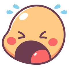 Crying emoticon vector cartoon sign isolated on a white background.
