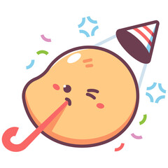 Birthday emoticon vector cartoon sign isolated on a white background.