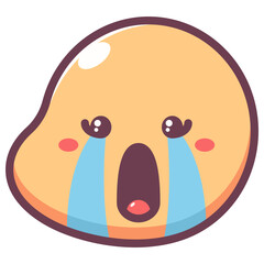 Crying emoticon vector cartoon sign isolated on a white background.