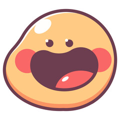 Cute emoticon with smile vector cartoon sign isolated on a white background.