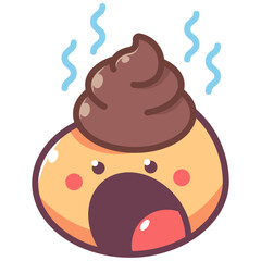 Cute emoticon with poop vector cartoon sign isolated on a white background.