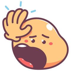 Facepalm emoticon vector cartoon sign isolated on a white background.