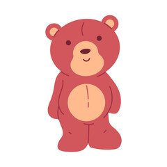 Bear toy vector cartoon character isolated on a white background.