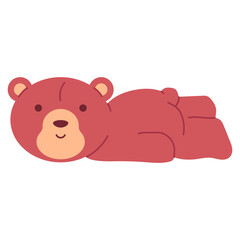 Lying bear toy vector cartoon character isolated on a white background.
