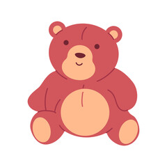 Sitting bear toy vector cartoon character isolated on a white background.