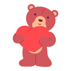 Bear toy with heart vector carto