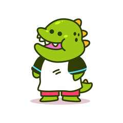 Cute baby dinosaur vector cartoon character illustration isolated on a white background.