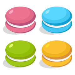 Macaroons vector cartoon set isolated on a white background.