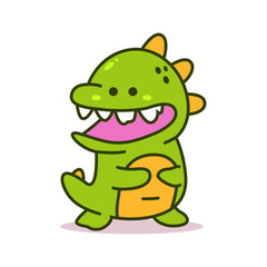 Cute dinosaur vector cartoon character isolated on a white background.