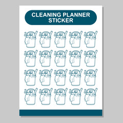 Cleaning planner vector sticker pack isolated on background.