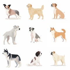 flat illustration, set of dogs | Generative AI
