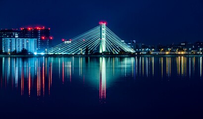 Night view of the illuminated Han river bridge