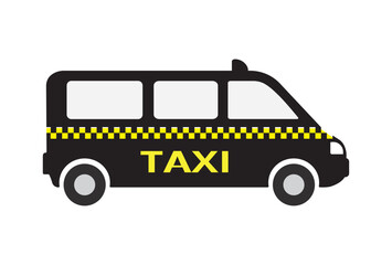 Taxi van car icon, black and yellow design on white background