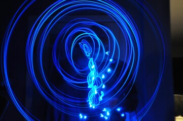 Closeup of blue abstract neon lights