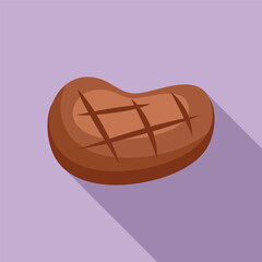 Grilled fresh steak icon flat vector. Bbq meat. Cook roast