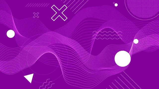 Shot of purple abstract background with geometric figures moving on