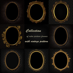 Collection of retro picture frames with vintage pattern