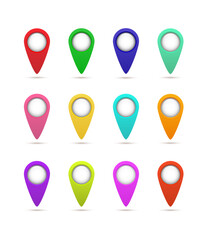 Colorfull location points set. Navigation pins for the map. Pointer vector collection