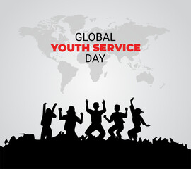 Naklejka na ściany i meble Global Youth Service Day. International Youth Day. holiday concept. template with banner, poster, card. vector illustration. flat design.
