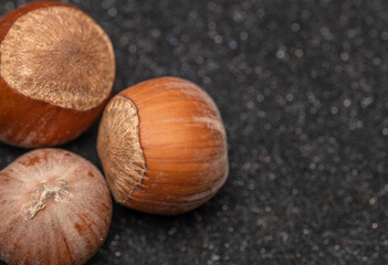 Hazelnuts in a shell close-up.