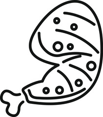 Grilled chicken icon outline vector. Meat food. Fork picnic