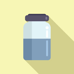 Injection bottle icon flat vector. Immune system. Health protect