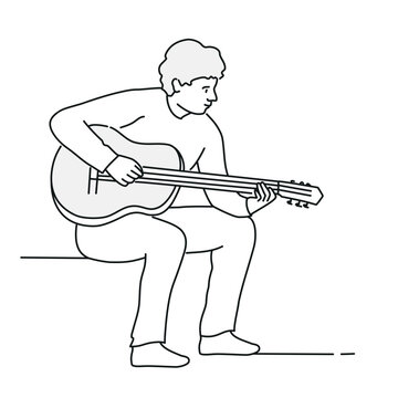 recommend clip art: Student playing the guitar.