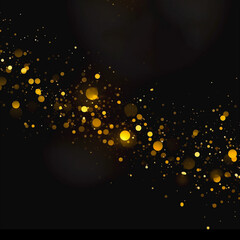 Abstract background with golden sparkles. Blurred effect, holiday design. Generative AI content.