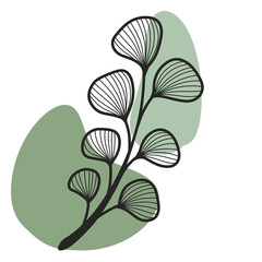 Line art leaf on organic Shape 