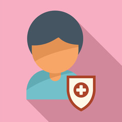 Bacterium man icon flat vector. Immune system. Defense healthy
