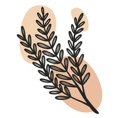 Line art leaf on organic Shape 