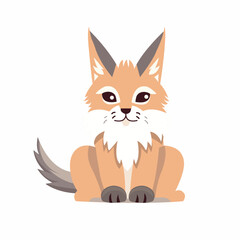 Simple vector grey baby lynx. Nursery animal. Scandinavian style. Forest friends. Isolated on a white background
