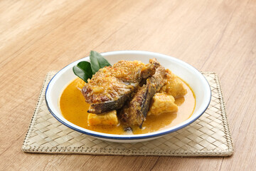 Mangut, made from smoked stingray fish cooked with spices and coconut milk. Indonesian traditional food.
