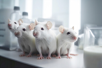 White lab rats in laboratory. 