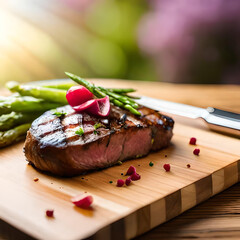 Traditional steak with asparagus