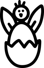 Obraz premium Chicken in a shell illustration in the style of doodle