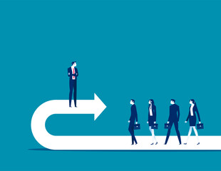Fototapeta premium Leader have embarked on a wrong path. Business vector illustration