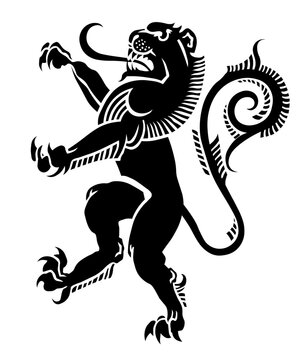black and cartoon illustration of a lion isolated