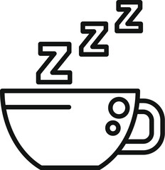 Sleeping coffee cup icon outline vector. Sleep insomnia. Stress person