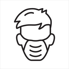 Doctor flu mask vector icon. Medicine mask flat sign design. Face of Doctor with mask symbol pictogram. UX UI icon