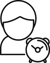 Alarm clock icon outline vector. Sleep problem. Stress person